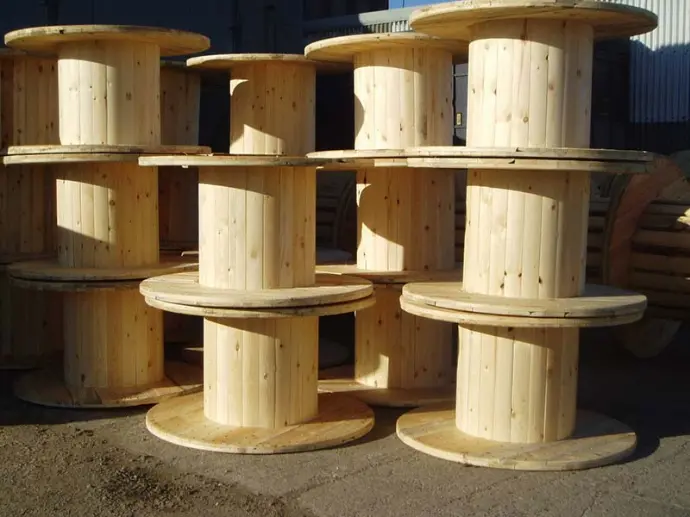 Empty Wooden Cable Drums